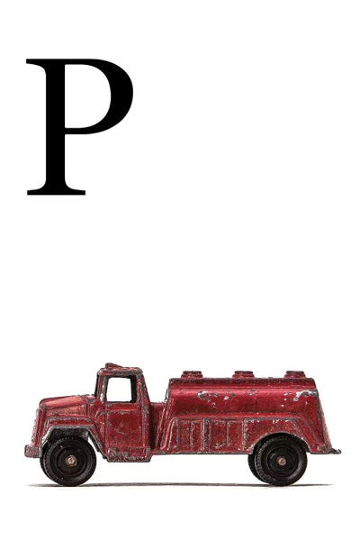 Saint and Sailor Studios: P Water Truck White Letter by Saint and Sailor Studios