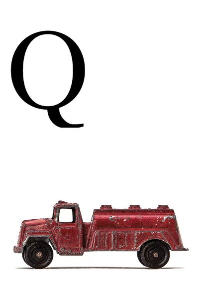 Q Water Truck White Letter by Saint and Sailor Studios metal wall art