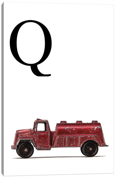 Q Water Truck White Letter Canvas Art Print - Letter Q