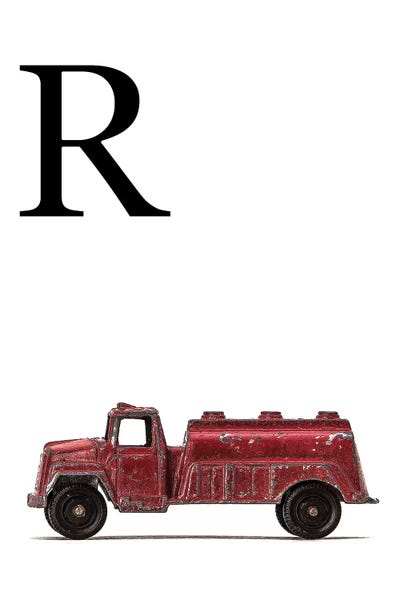 Saint and Sailor Studios: R Water Truck White Letter by Saint and Sailor Studios