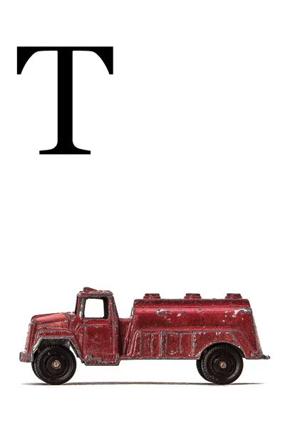 Emergency Vehicles: T Water Truck White Letter by Saint and Sailor Studios