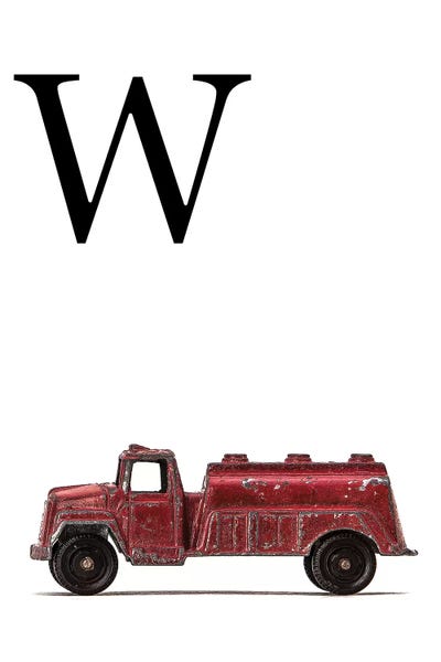 Saint and Sailor Studios: W Water Truck White Letter by Saint and Sailor Studios