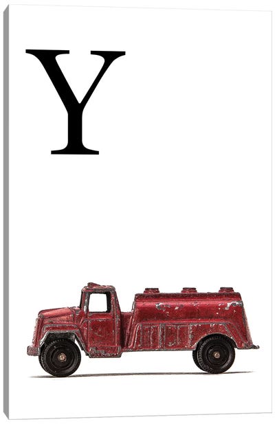Y Water Truck White Letter Canvas Art Print
