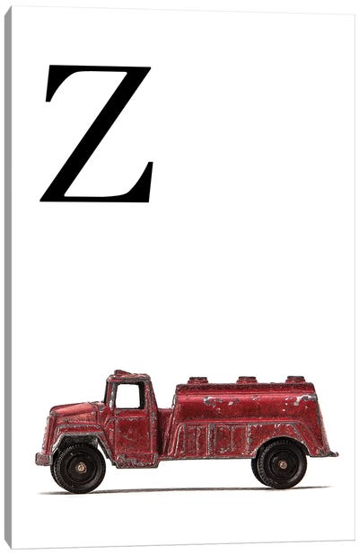 Z Water Truck White Letter Canvas Art Print - Letter Z