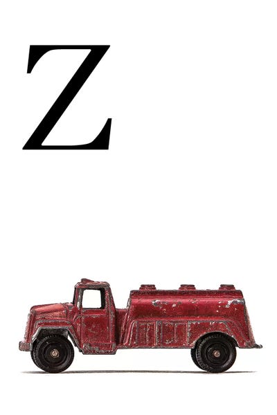 The Letter Z: Z Water Truck White Letter by Saint and Sailor Studios