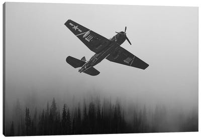 WWII Fighter Emerge Canvas Art Print - Military Aircraft Art