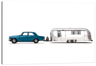 Airstream Car Canvas Art Print - Camping Art
