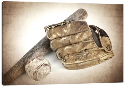 Baseball Bat Glove Canvas Art Print - Kids Sports Art