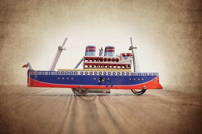 Blue Orange Tin Ship by Saint and Sailor Studios art print