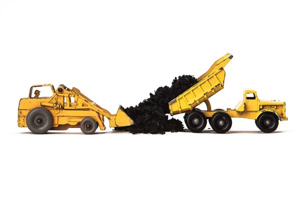 Trucks: Dump Truck Dirt On White by Saint and Sailor Studios