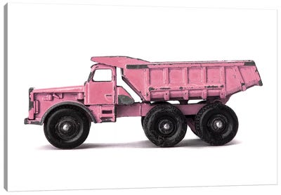 Dumptruck On White Pink Canvas Art Print - Trucks