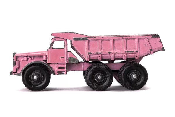 Saint and Sailor Studios: Dumptruck On White Pink by Saint and Sailor Studios
