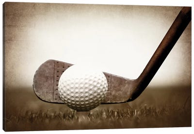 Golf Iron Vintage Grass Canvas Art Print - Golf Art