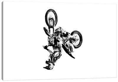 Motocross Flip White Canvas Art Print - Action Shot Photography