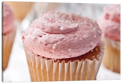 Pink Cupcake Canvas Art Print - Cake & Cupcake Art