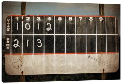 Scoreboard With Score Canvas Art Print - Baseball Art