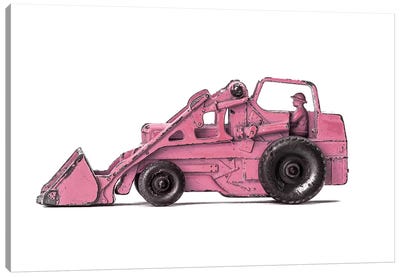 Tractor White Pink Canvas Art Print - Tractors