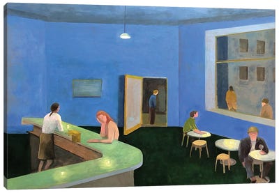 The Blue Café Canvas Art Print - Vicarious Glimpses