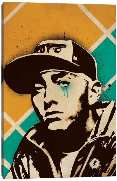 Eminem Canvas Art Print - Orange & Teal