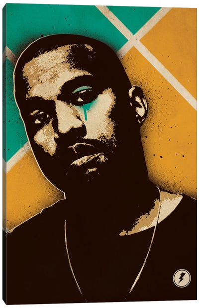 Kanye West Canvas Art Print - Orange & Teal