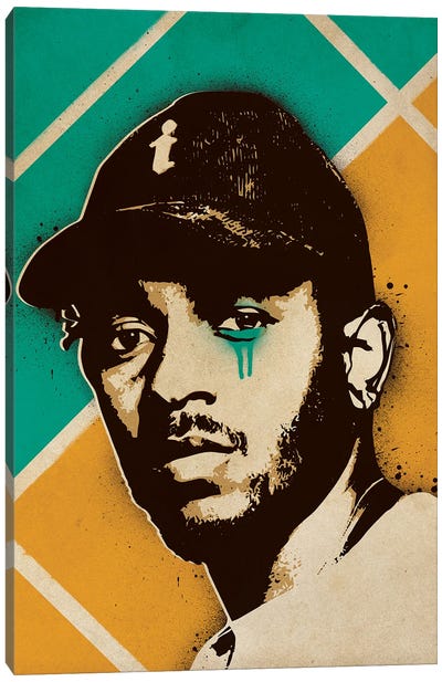 Kendrick Lamar Canvas Art Print - Orange & Teal