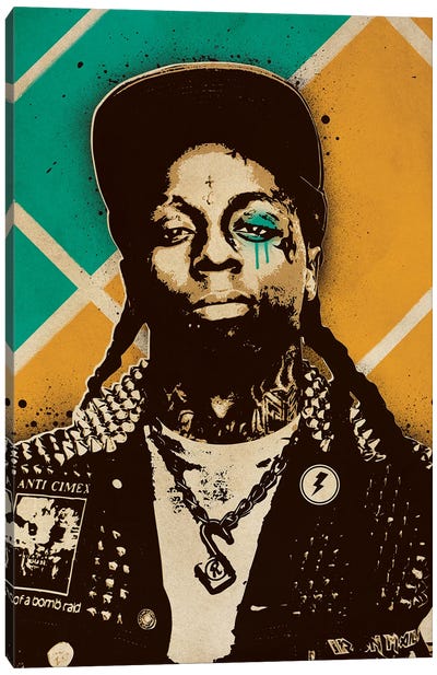 Lil Wayne Canvas Art Print - Orange & Teal