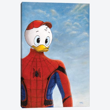 Spider-Duck Canvas Print #SNX21} by Marco Santos Canvas Wall Art