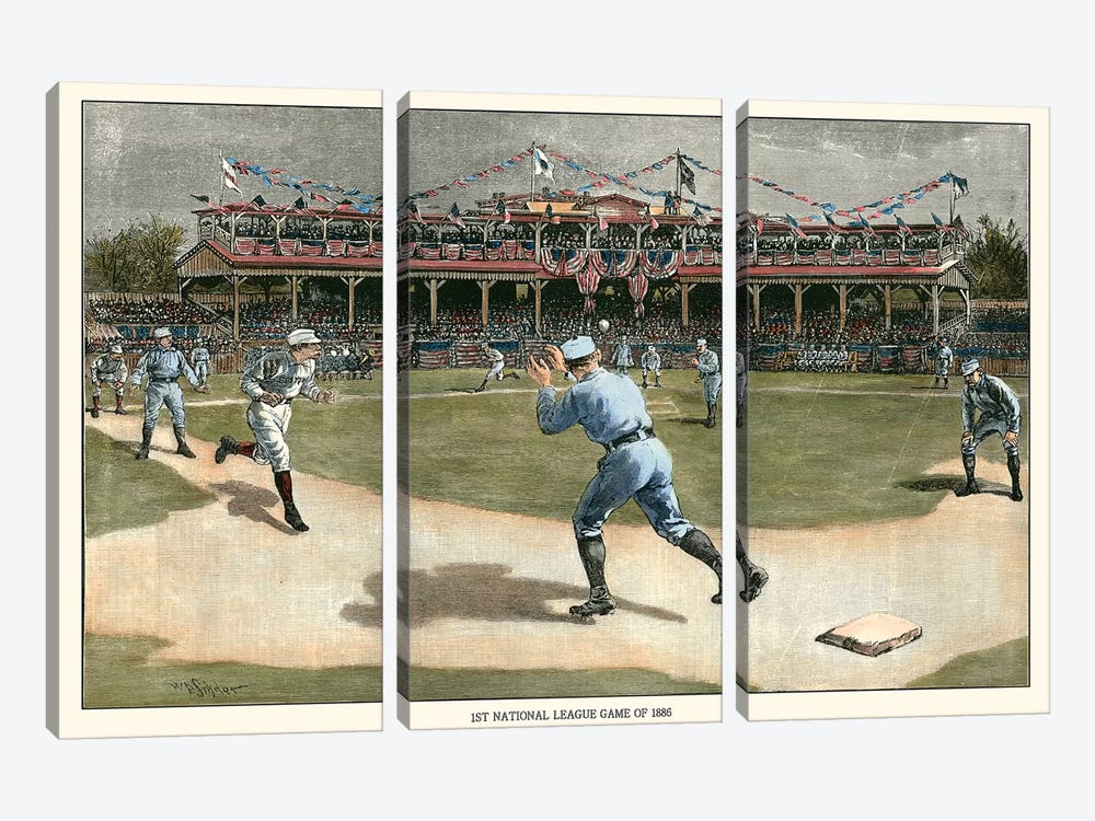 National League Game, 1886 by Snyder 3-piece Canvas Wall Art