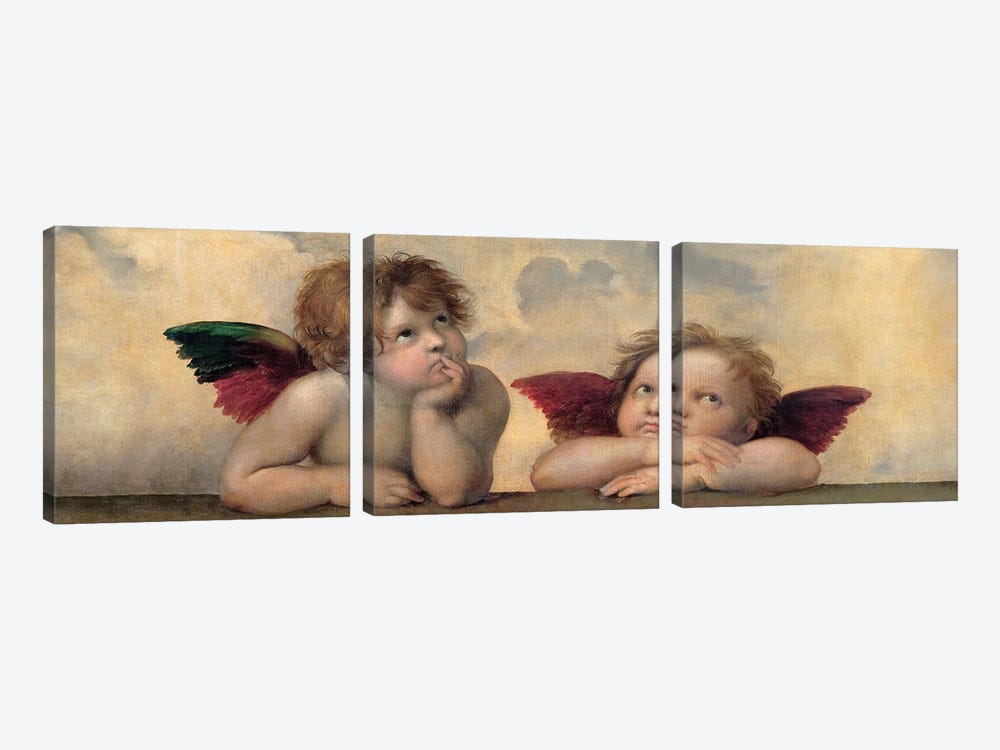 Angeli - Madonna Sistina, Cropped by Raphael 3-piece Canvas Wall Art