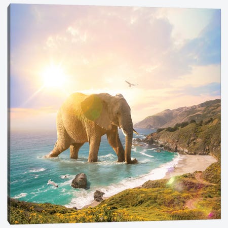 Trouvaille Elephant Pastel Canvas Print #SOA105} by Soaring Anchor Designs Canvas Art