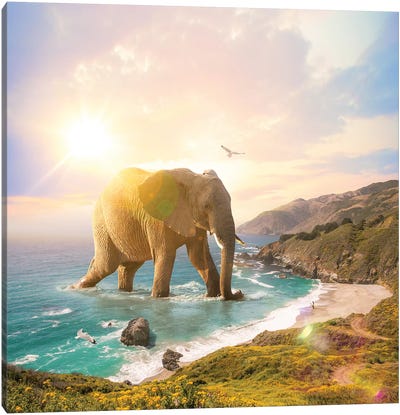 Trouvaille Elephant Pastel Canvas Art Print - Gentle Giants