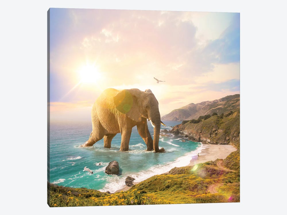 Trouvaille Elephant Pastel by Soaring Anchor Designs 1-piece Canvas Art Print