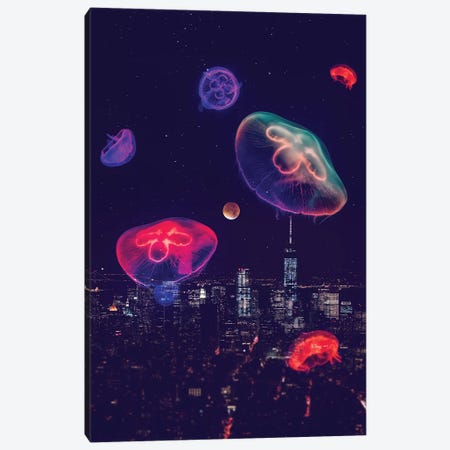 City Jellyfish Moon Canvas Print #SOA109} by Soaring Anchor Designs Canvas Print