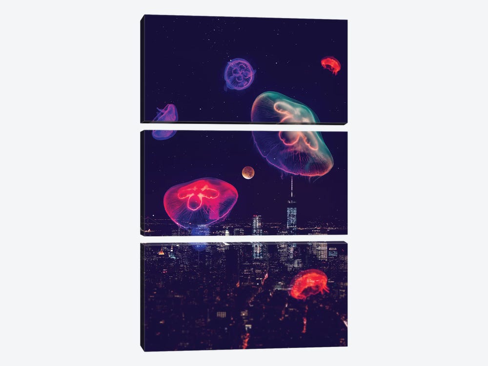 City Jellyfish Moon by Soaring Anchor Designs 3-piece Art Print