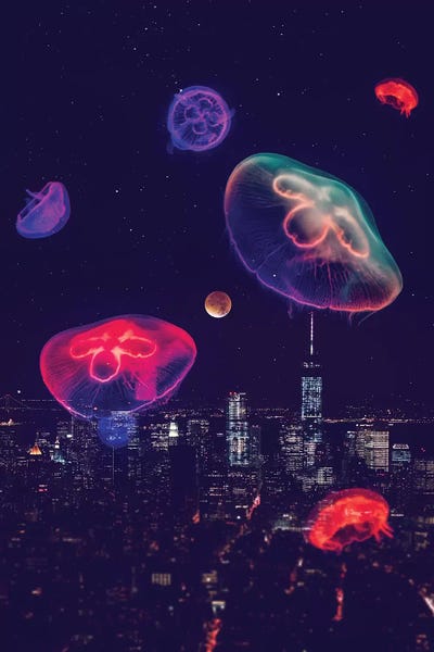 Jellyfish: City Jellyfish Moon by Soaring Anchor Designs