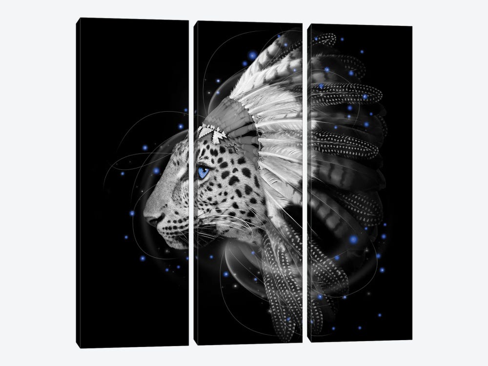 Chief Leopard In Black & White by Soaring Anchor Designs 3-piece Canvas Art Print