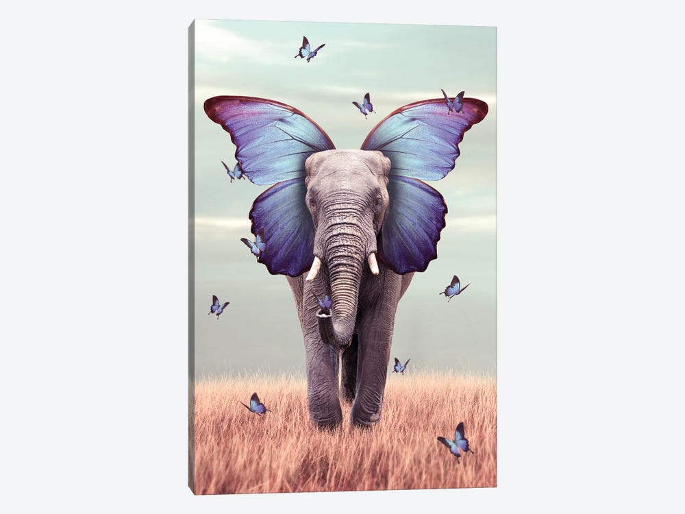 Elephant Blue Morpho Lenity Mint by Soaring Anchor Designs 1-piece Canvas Print