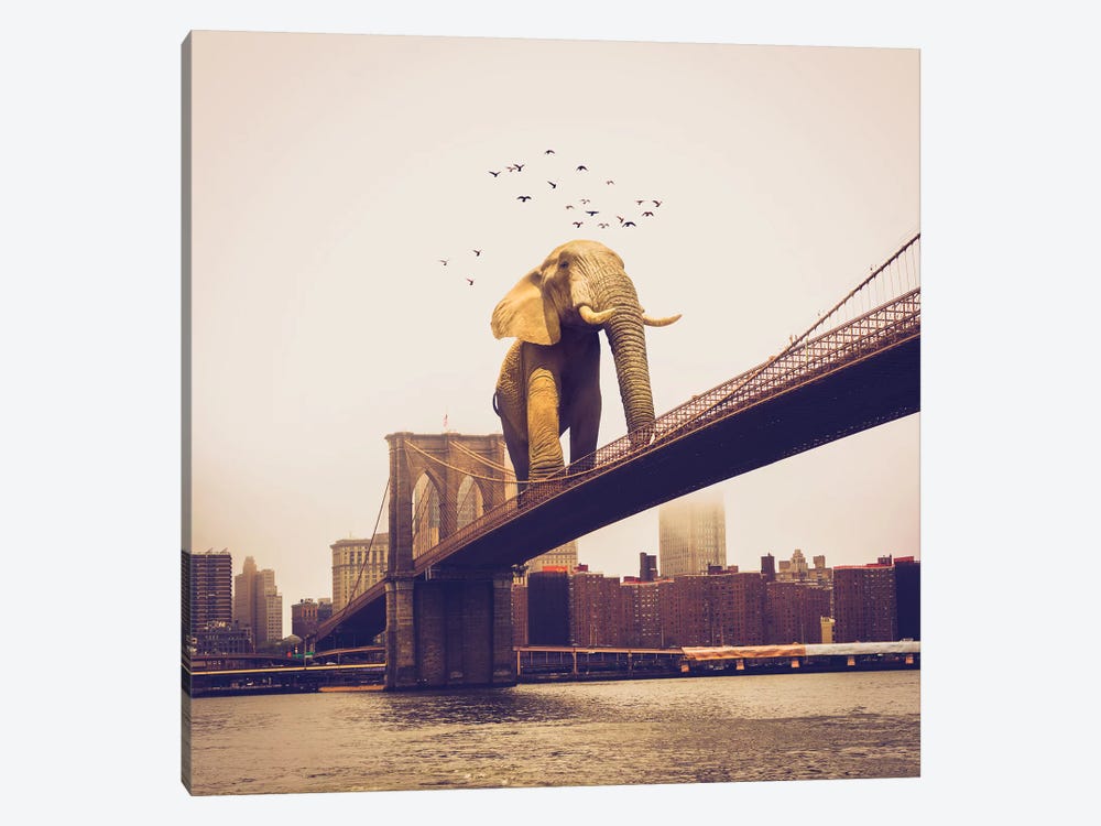 Elephant Bridge Amble by Soaring Anchor Designs 1-piece Canvas Art