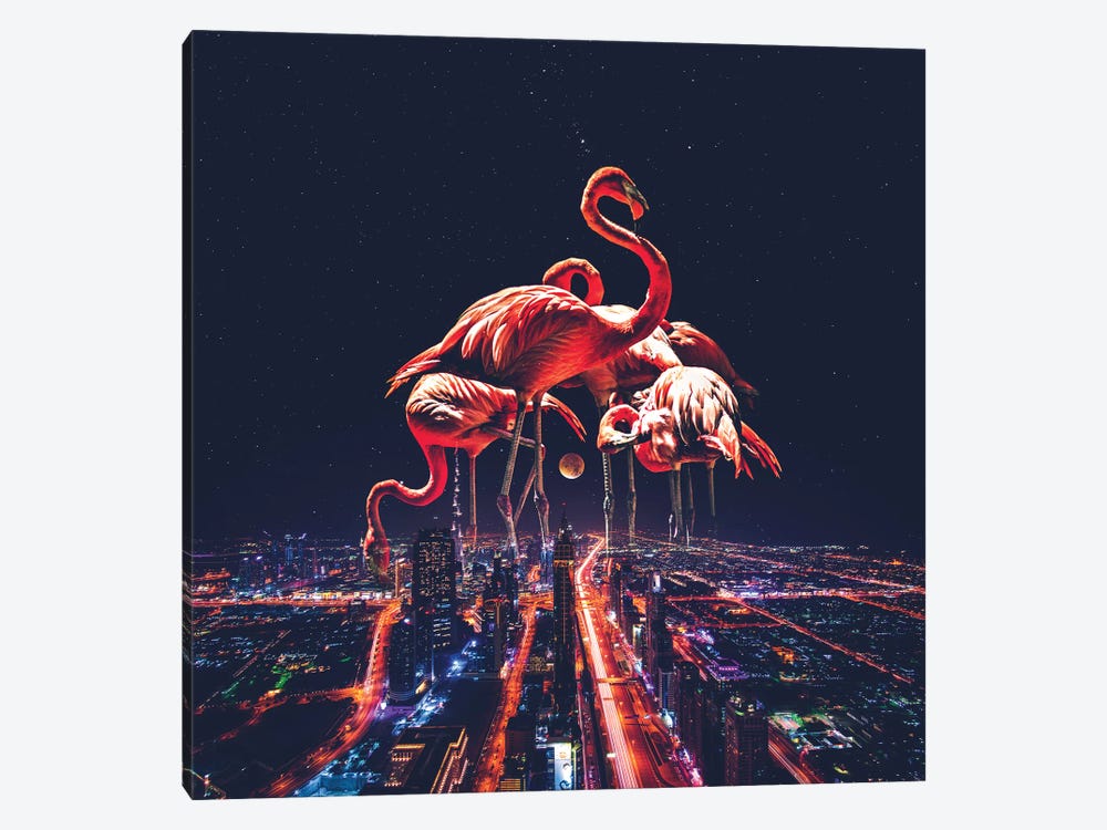 Flamingo Nights Faded by Soaring Anchor Designs 1-piece Canvas Print