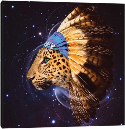 Chief Leopard In Color Canvas Art Print - Soaring Anchor Designs