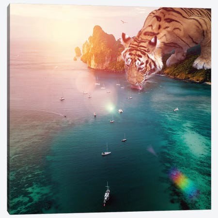 Tiger Drink Color Canvas Print #SOA122} by Soaring Anchor Designs Canvas Print