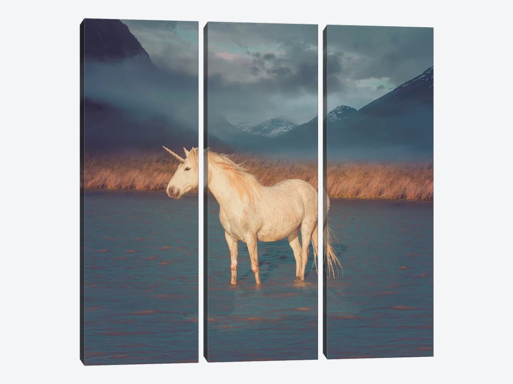 Unicorn Oil Slick by Soaring Anchor Designs 3-piece Canvas Print
