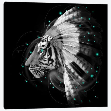 Chief Tiger In Black & White Canvas Print #SOA13} by Soaring Anchor Designs Canvas Print