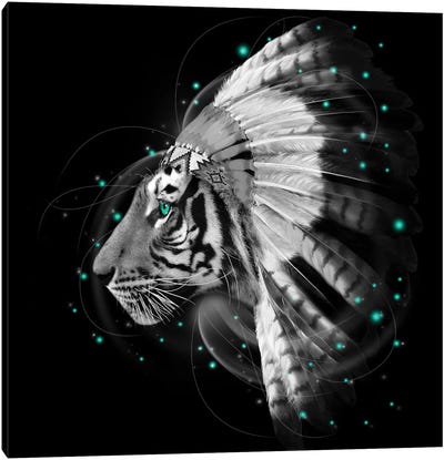 Chief Tiger In Black & White Canvas Art Print - Soaring Anchor Designs