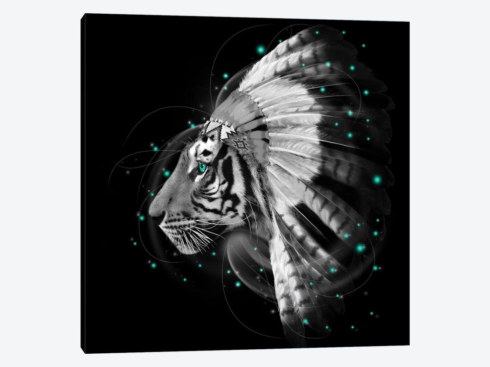 Chief Tiger In Black & White by Soaring Anchor Designs 1-piece Canvas Art