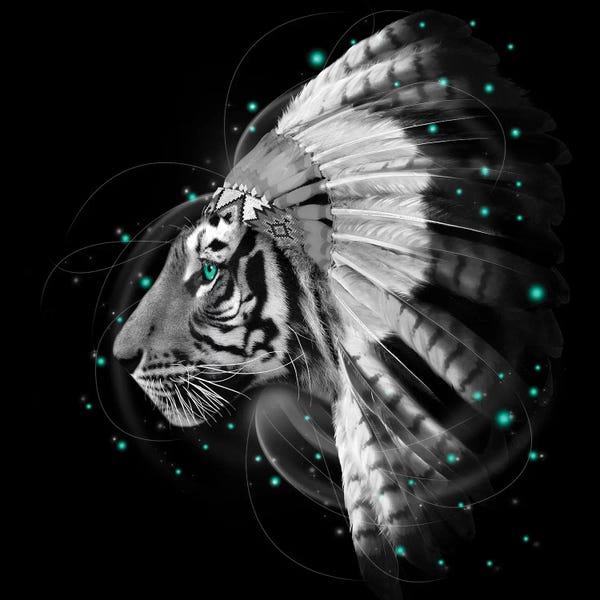 Tigers: Chief Tiger In Black & White by Soaring Anchor Designs