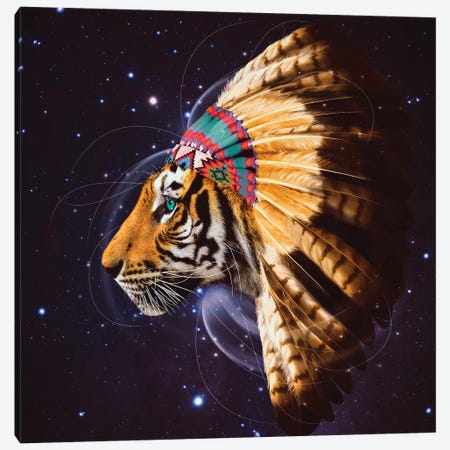 Chief Tiger In Color Canvas Print #SOA14} by Soaring Anchor Designs Canvas Wall Art