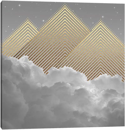 Clouds Abstract Gold Mountains Canvas Art Print - Soaring Anchor Designs