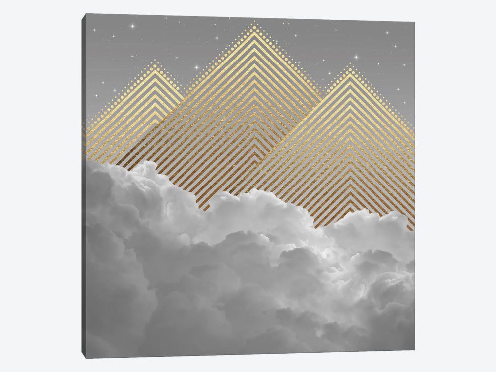 Clouds Abstract Gold Mountains 1-piece Canvas Print