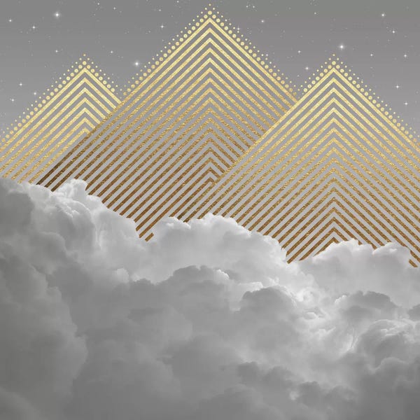 Seasonal Glam: Clouds Abstract Gold Mountains by Soaring Anchor Designs